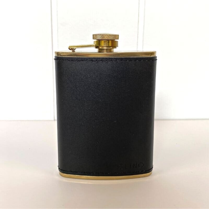 Brass and Leather Hip Flask 240ml-Clinq-iPantry-australia