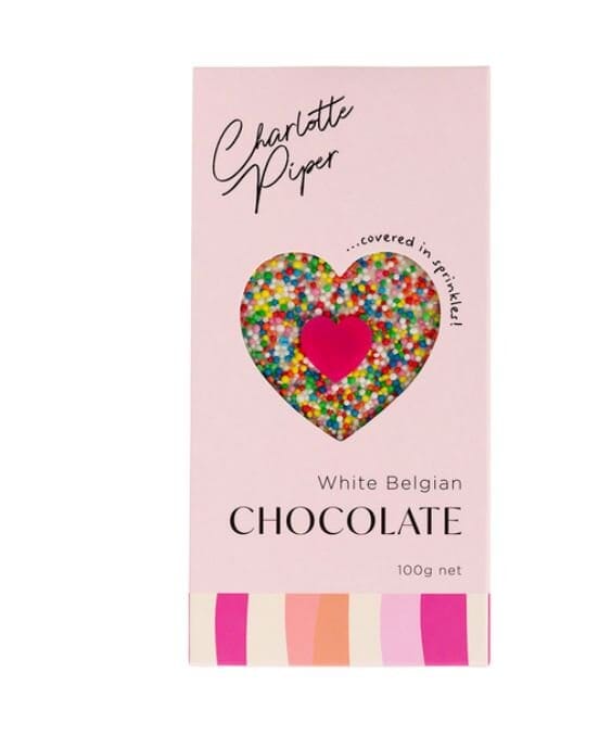 Charlotte Piper White Belgian Chocolate with Sprinkle Bar 100g-Indulgence-Charlotte Piper-iPantry-australia