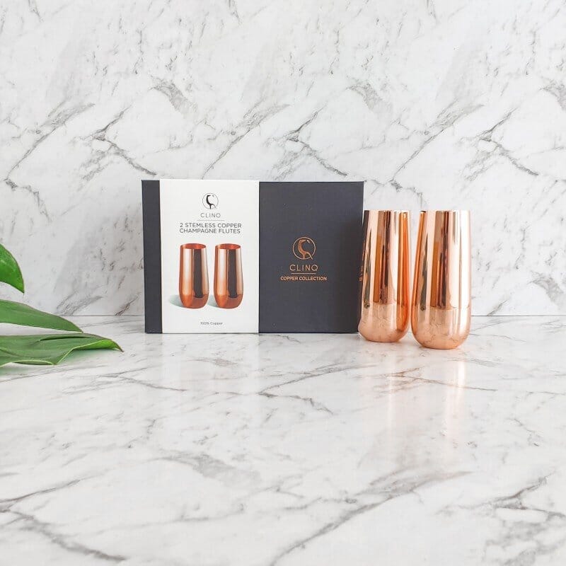 Copper Stemless Champagne Flutes 200ml-Clinq-iPantry-australia