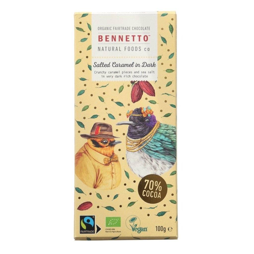 Dark Chocolate with Salted Caramel 100g-Indulgence-Bennetto-iPantry-australia