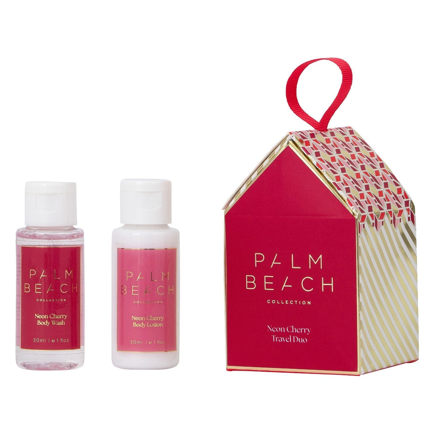 Gingerbread House Travel Duo - Neon Cherry - Palm Beach Collection